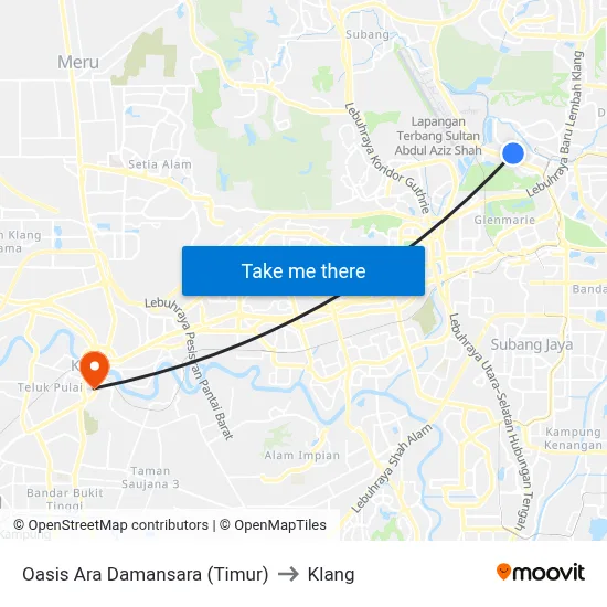 Oasis Ara Damansara (Timur) to Klang map