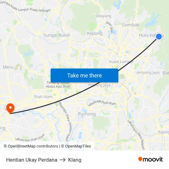 Hentian Ukay Perdana to Klang map