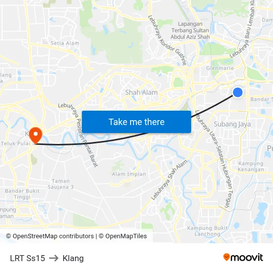 LRT Ss15 to Klang map
