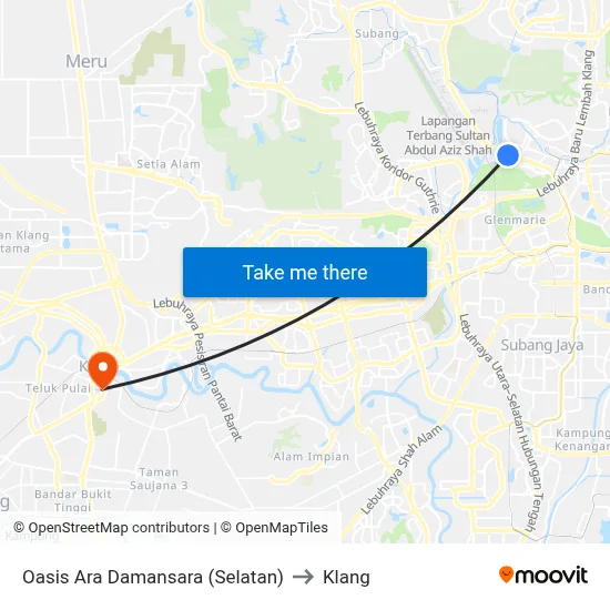 Oasis Ara Damansara (Selatan) to Klang map