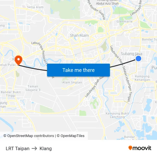 LRT Taipan to Klang map