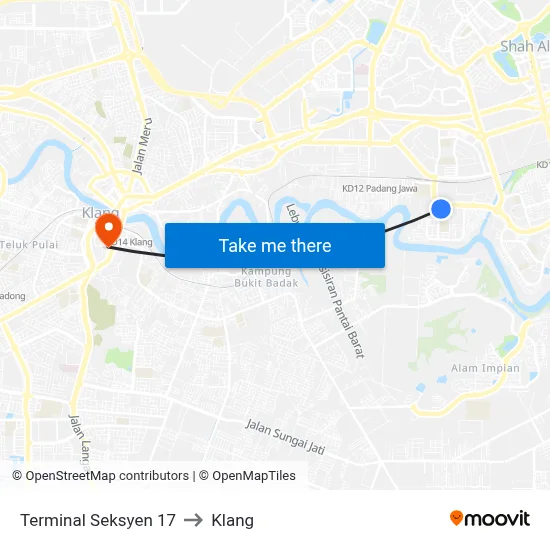 Terminal Seksyen 17 to Klang map
