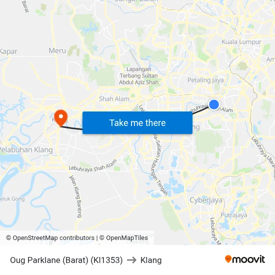 Oug Parklane (Barat) (Kl1353) to Klang map