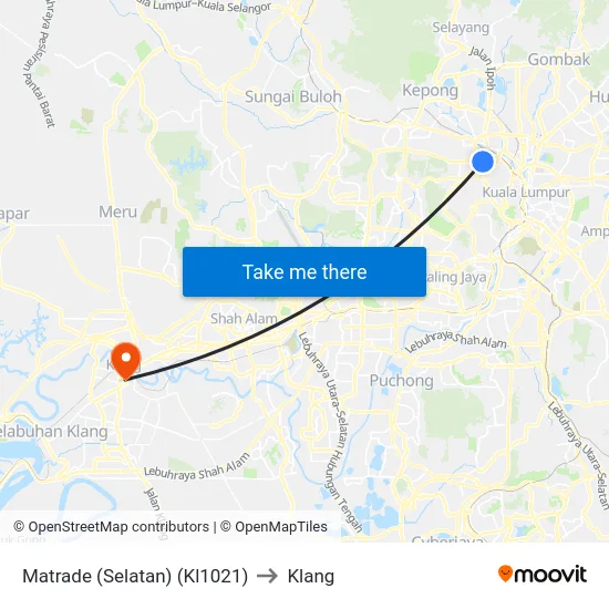 Matrade (Selatan) (Kl1021) to Klang map