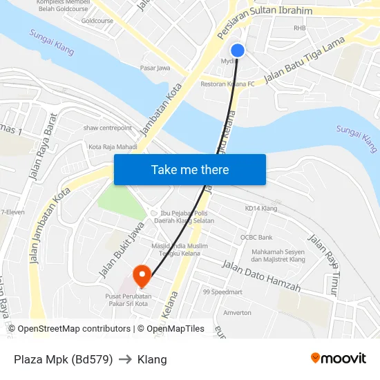 Plaza Mpk (Bd579) to Klang map