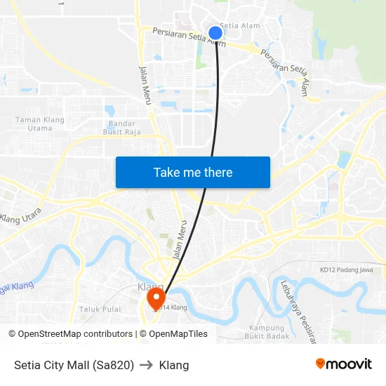 Setia City Mall (Sa820) to Klang map