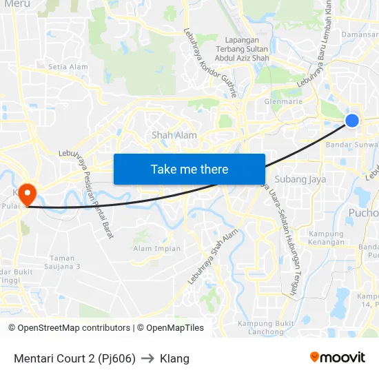 Mentari Court 2 (Pj606) to Klang map