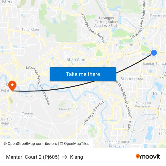 Mentari Court 2 (Pj605) to Klang map