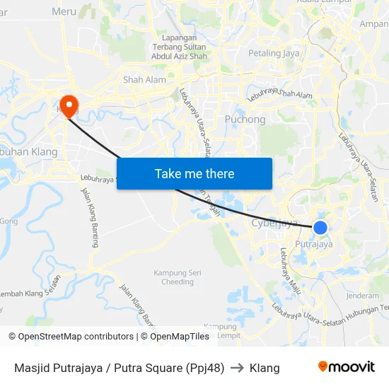 Masjid Putrajaya / Putra Square (Ppj48) to Klang map