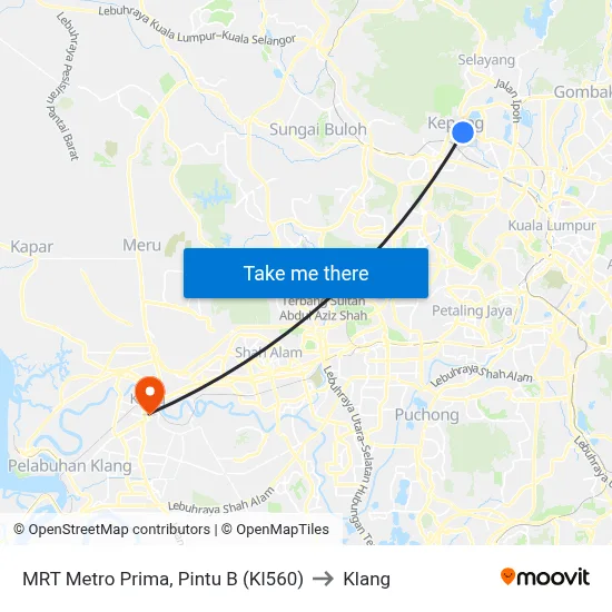 MRT Metro Prima, Pintu B (Kl560) to Klang map