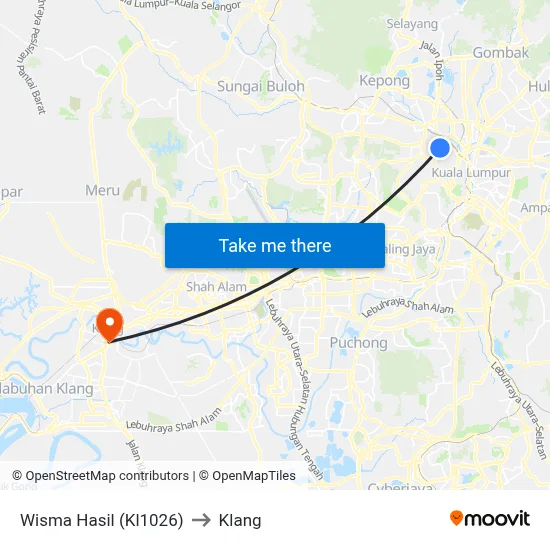 Wisma Hasil (Kl1026) to Klang map