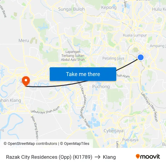 Razak City Residences (Opp) (Kl1789) to Klang map