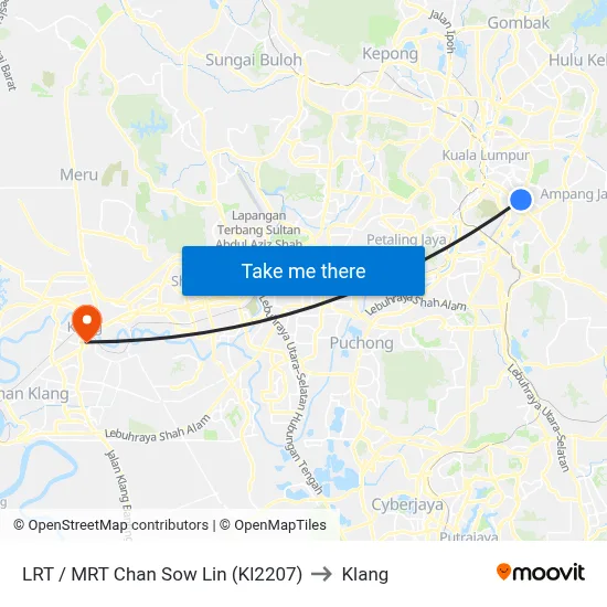LRT / MRT Chan Sow Lin (Kl2207) to Klang map