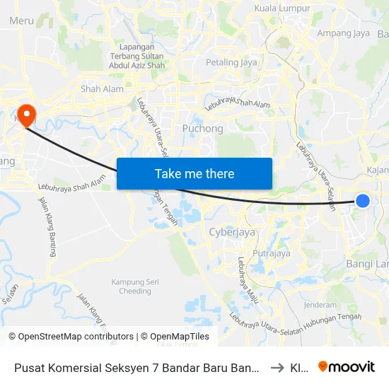 Pusat Komersial Seksyen 7 Bandar Baru Bangi (Selatan) (Kj439) to Klang map