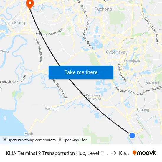 KLIA Terminal 2 Transportation Hub, Level 1 (Sp358) to Klang map