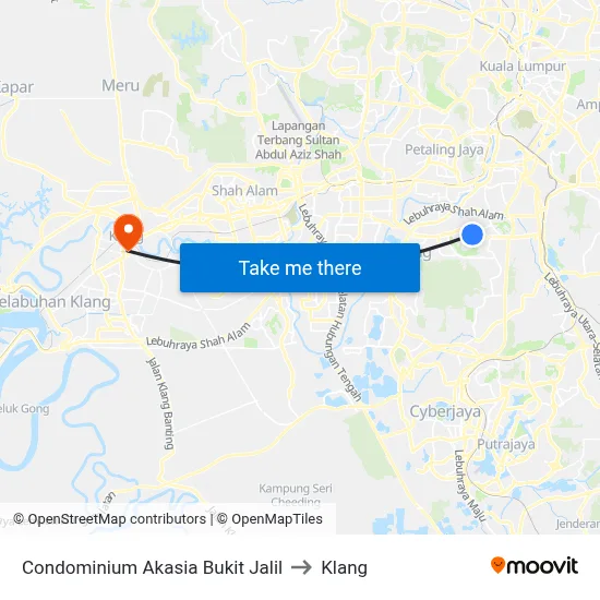 Condominium Akasia Bukit Jalil to Klang map