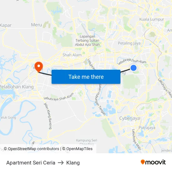 Apartment Seri Ceria to Klang map