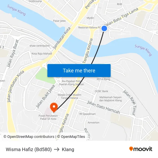 Wisma Hafiz (Bd580) to Klang map