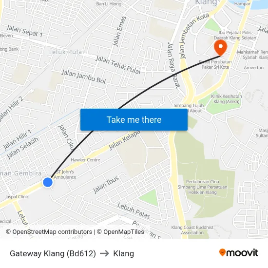 Gateway Klang (Bd612) to Klang map