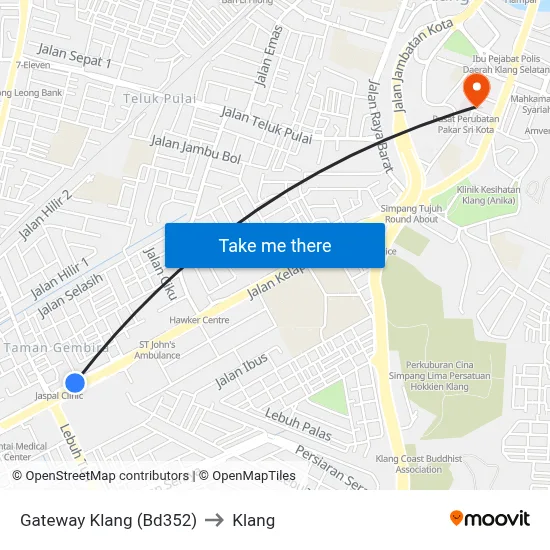 Gateway Klang (Bd352) to Klang map