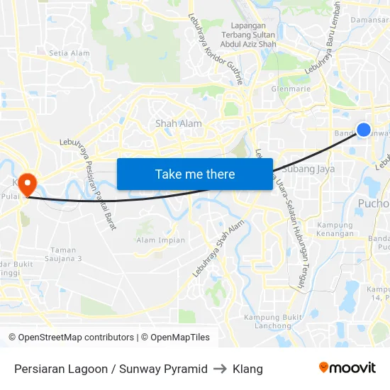 Persiaran Lagoon / Sunway Pyramid to Klang map