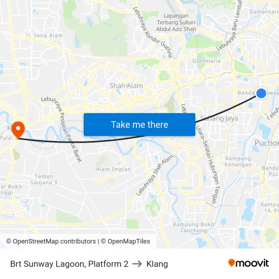Brt Sunway Lagoon, Platform 2 to Klang map