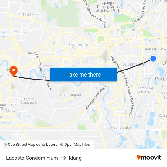Lacosta Condominium to Klang map
