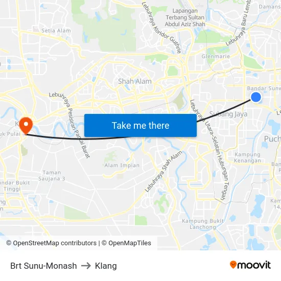 Brt Sunu-Monash to Klang map