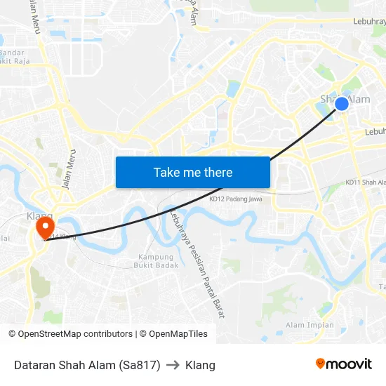 Dataran Shah Alam (Sa817) to Klang map