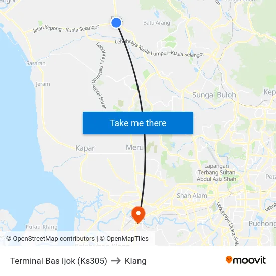 Terminal Bas Ijok (Ks305) to Klang map