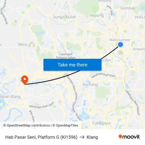 Hab Pasar Seni, Platform G (Kl1596) to Klang map