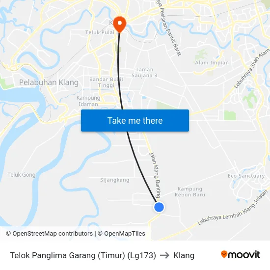 Telok Panglima Garang (Timur) (Lg173) to Klang map