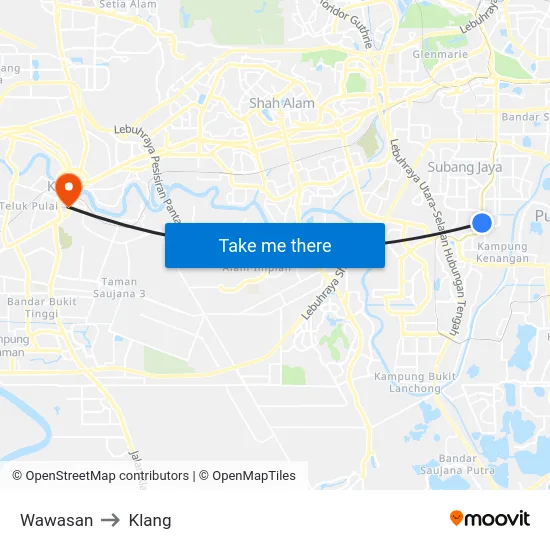 Wawasan to Klang map
