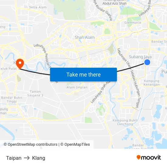 Taipan to Klang map