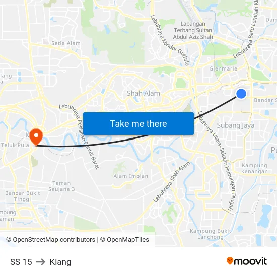 SS 15 to Klang map