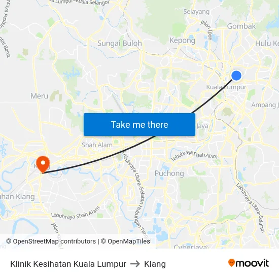 Klinik Kesihatan Kuala Lumpur to Klang map