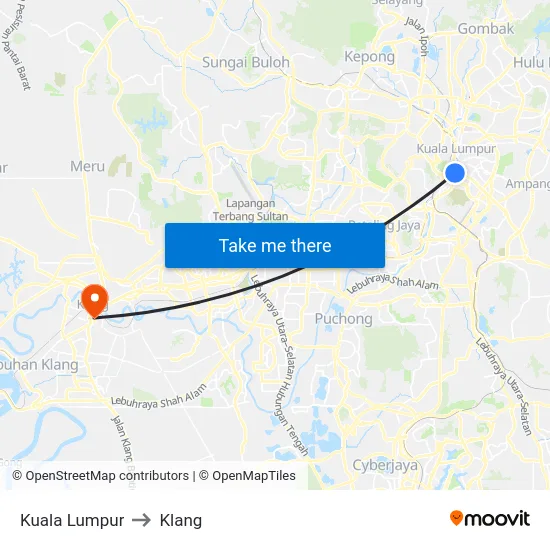 Kuala Lumpur to Klang map