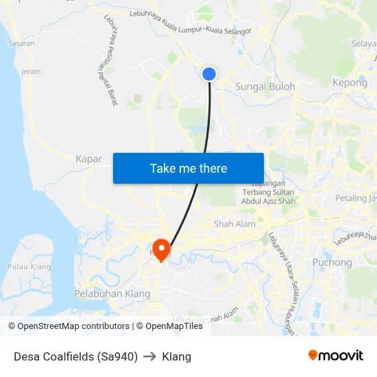 Desa Coalfields (Sa940) to Klang map