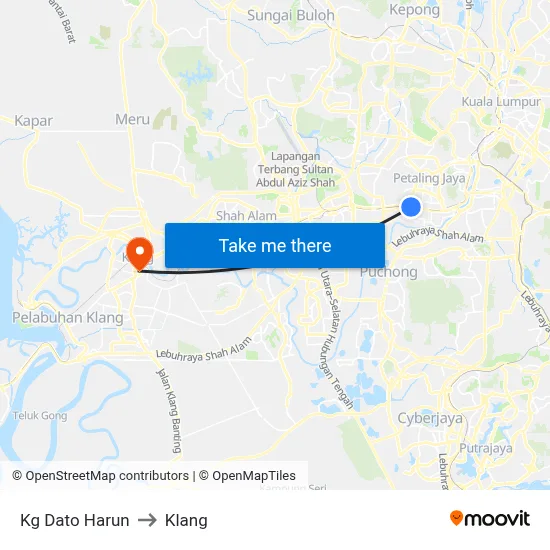 Kg Dato Harun to Klang map