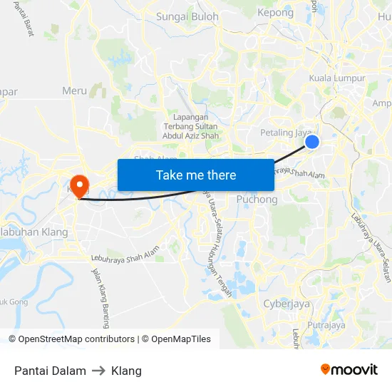 Pantai Dalam to Klang map