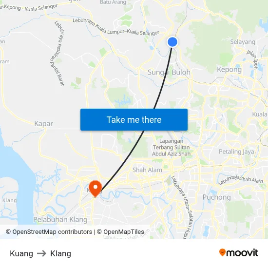 Kuang to Klang map