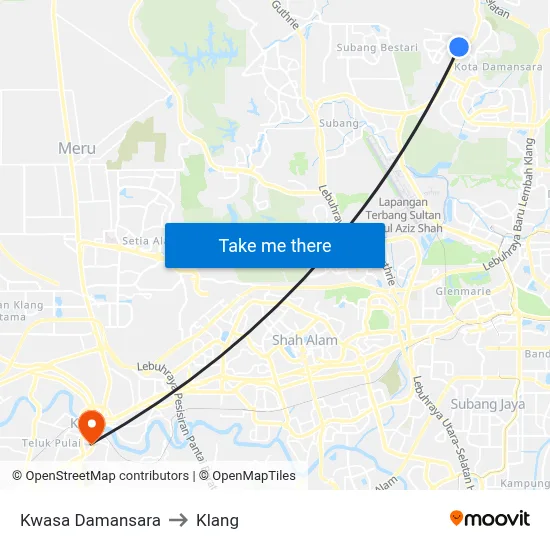 Kwasa Damansara to Klang map