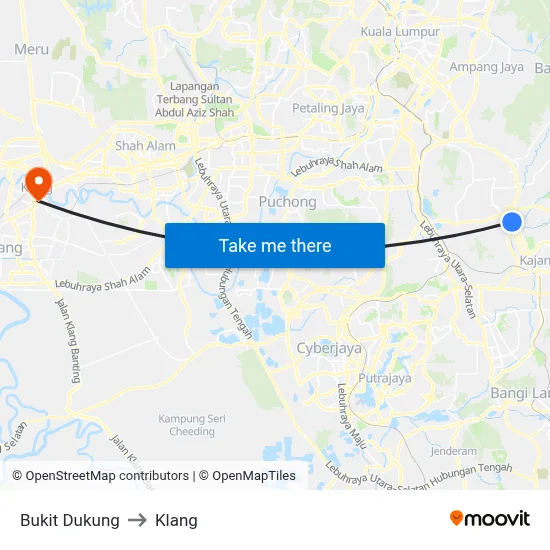 Bukit Dukung to Klang map