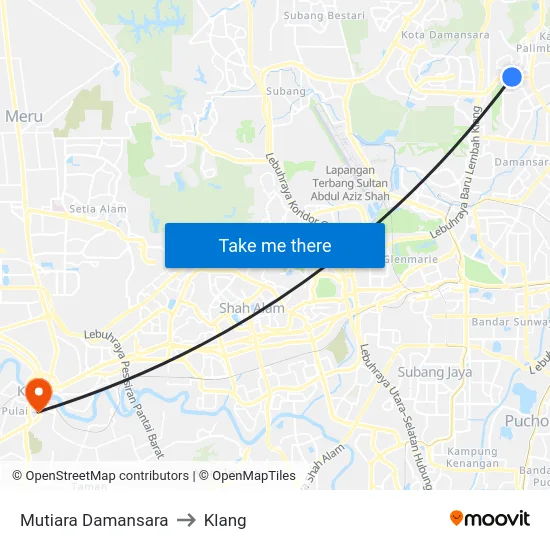 Mutiara Damansara to Klang map
