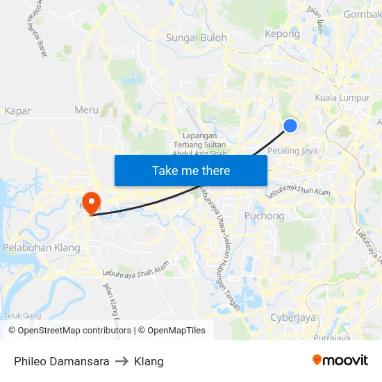 Phileo Damansara to Klang map
