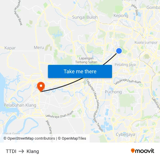 TTDI to Klang map