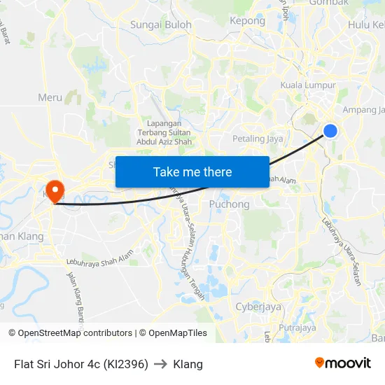 Flat Sri Johor 4c (Kl2396) to Klang map