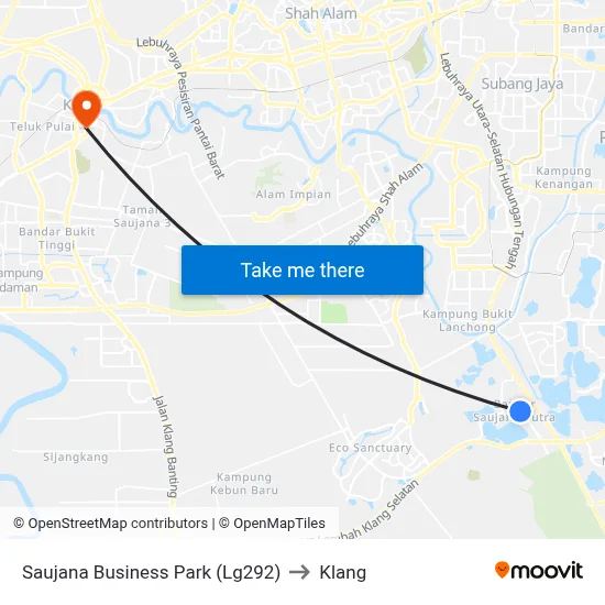 Saujana Business Park (Lg292) to Klang map