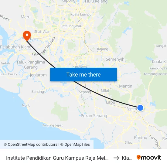Institute Pendidikan Guru Kampus Raja Melewar to Klang map