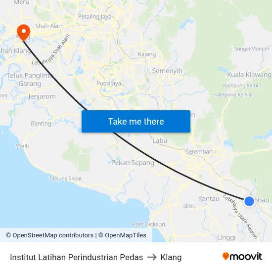 Institut Latihan Perindustrian Pedas to Klang map